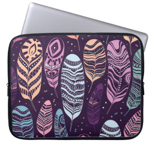 Ethnic feathers: black and white pattern laptop sleeve