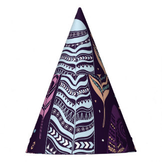 Ethnic feathers: black and white pattern party hat