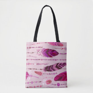 Ethnic Feathers: Bright Coloured Pattern. Tote Bag