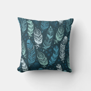 Ethnic Feathers: Colourful Seamless Pattern. Throw Pillow