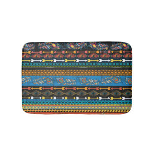 Ethnic Feathers: Embroidery Boho Chic Bath Mat