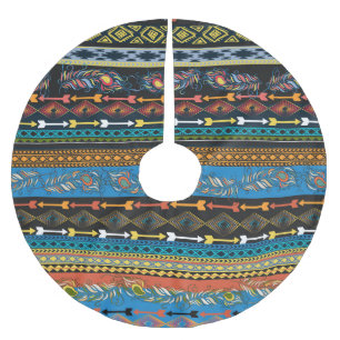 Ethnic Feathers: Embroidery Boho Chic Brushed Polyester Tree Skirt