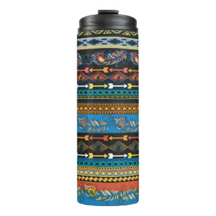 Ethnic Feathers: Embroidery Boho Chic Thermal Tumbler