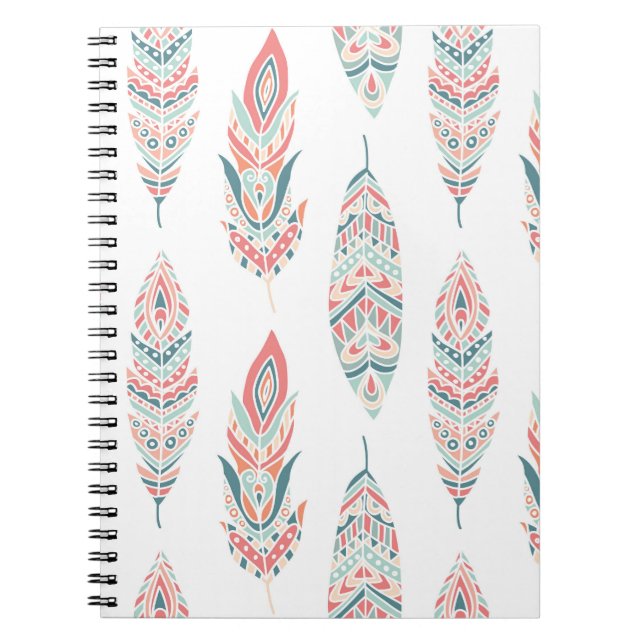 Ethnic Feathers Hand Drawn Illustration Notebook (Front)