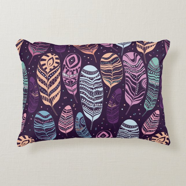 Ethnic feathers seamless pattern. accent pillow (Front)