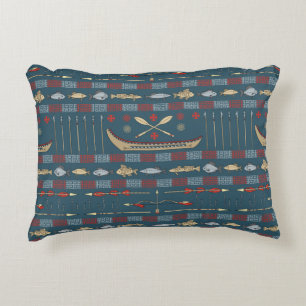 Ethnic Fishing Pattern Accent Pillow