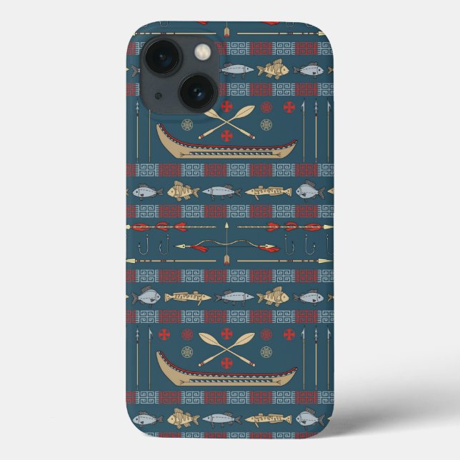 Ethnic Fishing Pattern Case-Mate iPhone Case (Back)