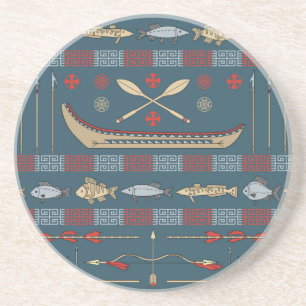 Ethnic Fishing Pattern Coaster