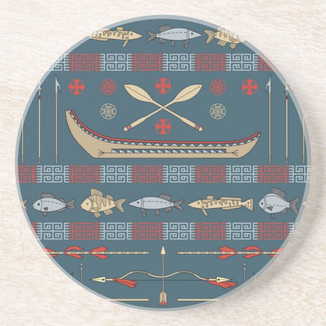 Ethnic Fishing Pattern Coaster (Front)