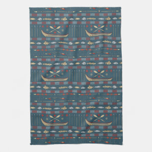 Ethnic Fishing Pattern Kitchen Towel