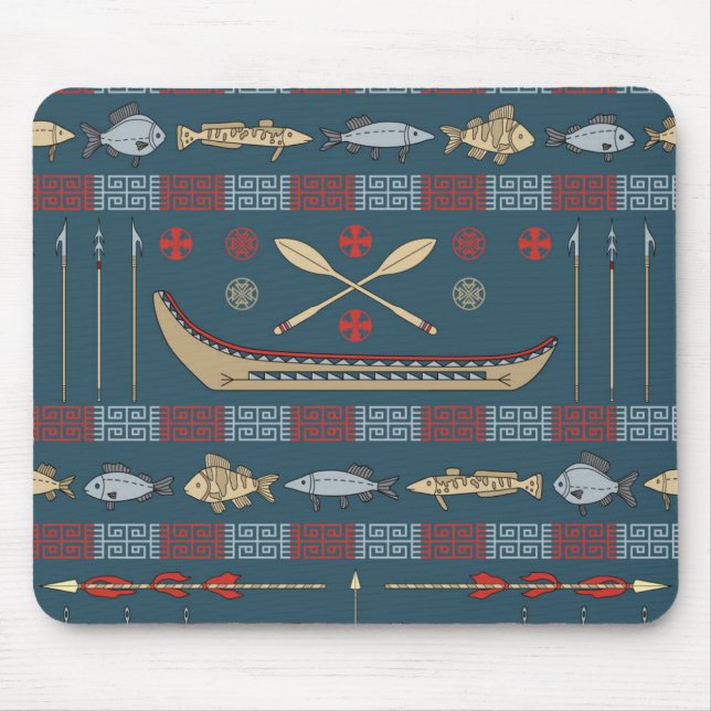 Ethnic Fishing Pattern Mouse Pad (Front)