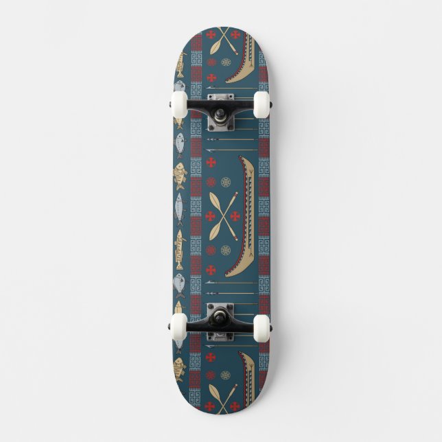 Ethnic Fishing Pattern Skateboard (Front)