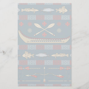 Ethnic Fishing Pattern Stationery
