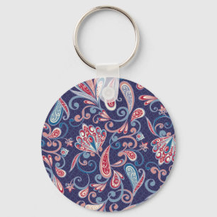 Ethnic Floral: Abstract Oriental Seamless. Keychain