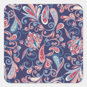 Ethnic Floral: Abstract Oriental Seamless. Square Sticker