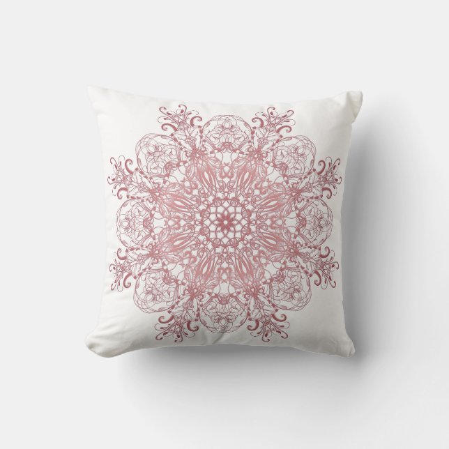 Ethnic floral coral mandala. throw pillow (Front)