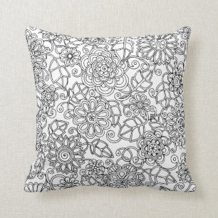Ethnic Floral Doodle Throw Pillow