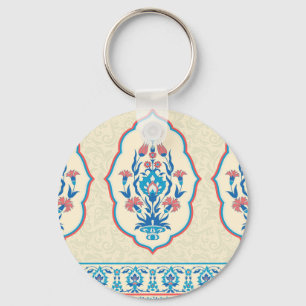 Ethnic Floral Fabric: Seamless Elegance Keychain