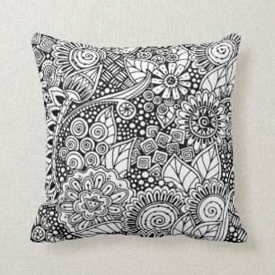 Ethnic Floral Inspired Throw Pillow
