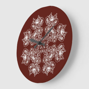 Ethnic floral mandala. Floral Crown Large Clock
