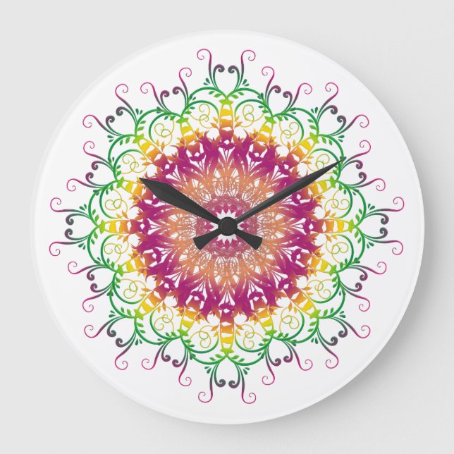 Ethnic floral mandala. large clock (Front)