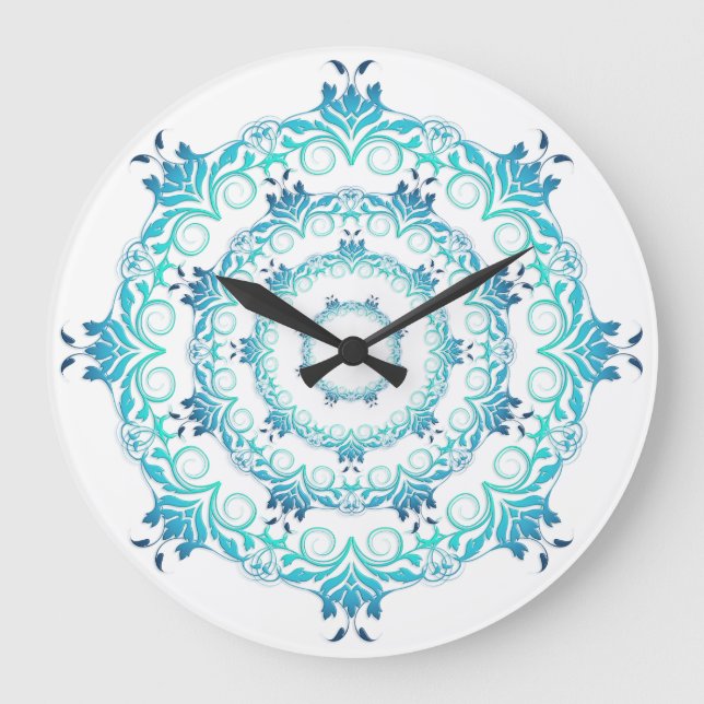 Ethnic floral mandala large clock (Front)