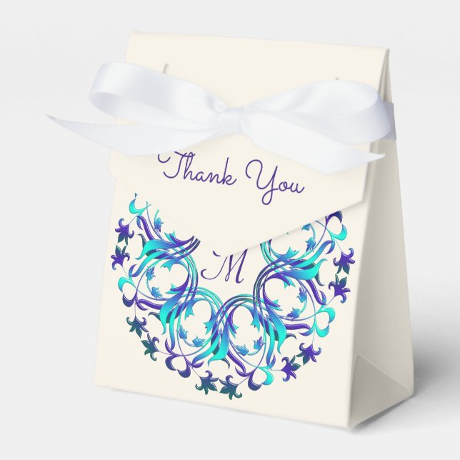 Ethnic Floral Mandala Monogram Favor Box (Front Side)