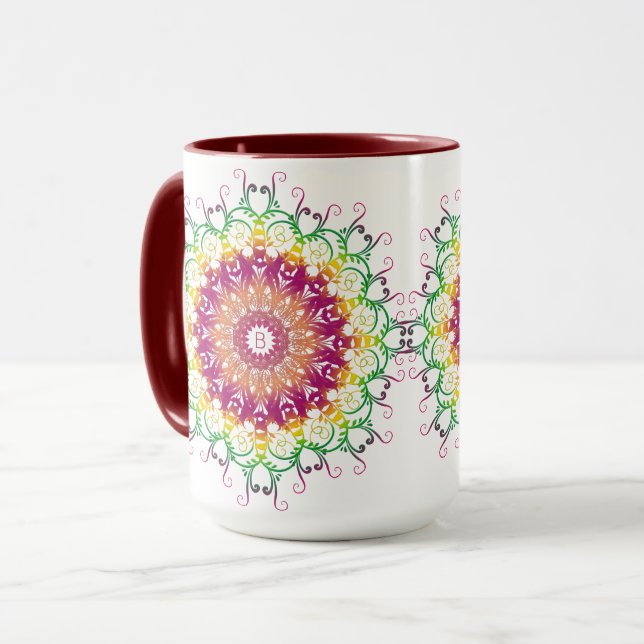 ethnic floral mandala. mug (Front Left)