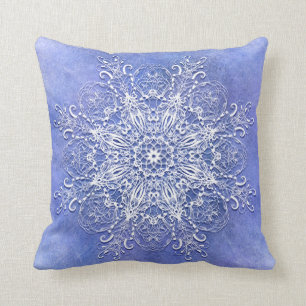 ethnic floral mandala on grunge background throw pillow