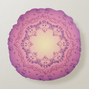 Ethnic floral mandala round pillow