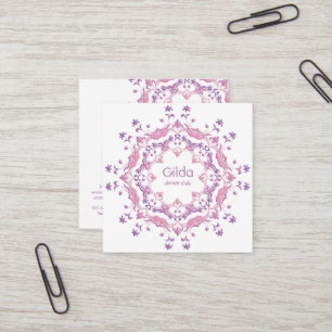 Ethnic floral mandala. text. square business card