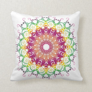 Ethnic floral mandala. throw pillow