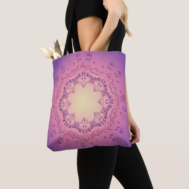 Ethnic floral mandala tote bag (Close Up)