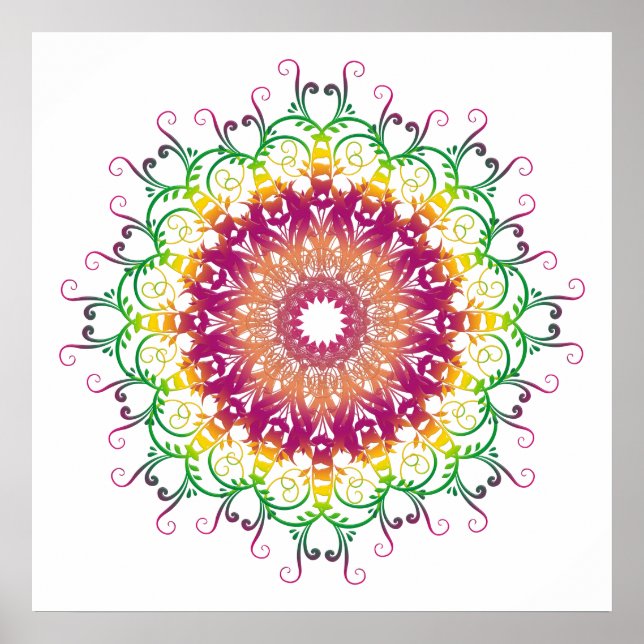 ethnic floral multicolor mandala. poster (Front)