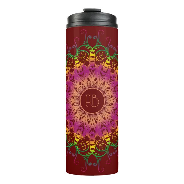 Ethnic floral multicolor mandala.        thermal tumbler (Front)