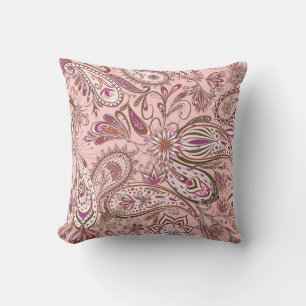 Ethnic Floral: Oriental Paisley Design. Throw Pillow