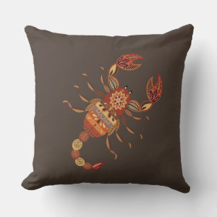 Ethnic Floral Scorpion Throw Pillow