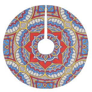 Ethnic floral, seamless bohemian pattern. brushed polyester tree skirt