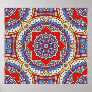 Ethnic floral, seamless bohemian pattern. poster