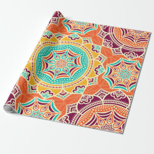 Ethnic floral seamless pattern wrapping paper