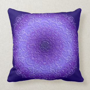 ethnic floral violet mandala throw pillow