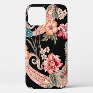 Ethnic flowers and leaves with paisley vintage ele iPhone 12 case