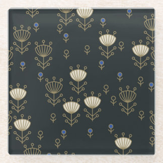 Ethnic Flowers: Vintage Ornamental Design Glass Coaster
