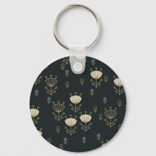 Ethnic Flowers: Vintage Ornamental Design Keychain