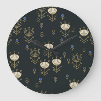 Ethnic Flowers: Vintage Ornamental Design Large Clock