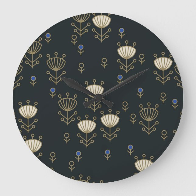 Ethnic Flowers: Vintage Ornamental Design Large Clock (Front)