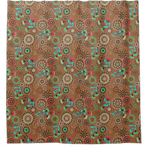 Ethnic folk abstract floral pattern retro brown