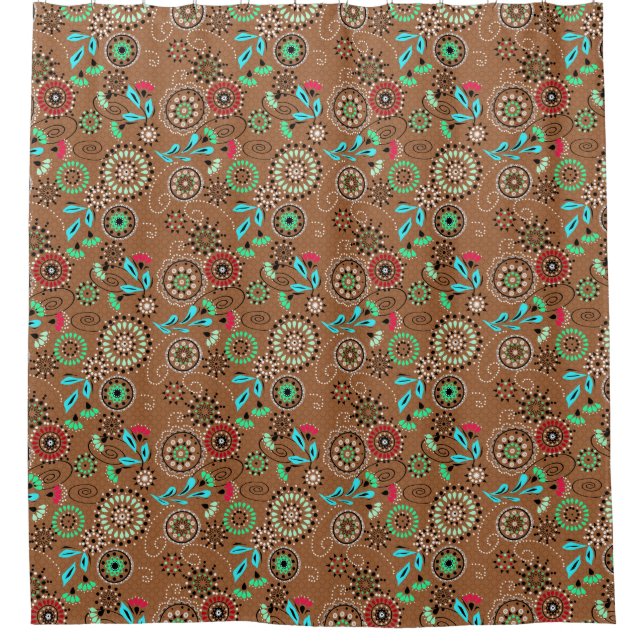 Ethnic folk abstract floral pattern retro brown (Front)