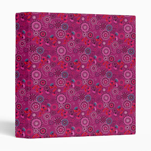 Ethnic folk abstract floral pattern retro crimson binder
