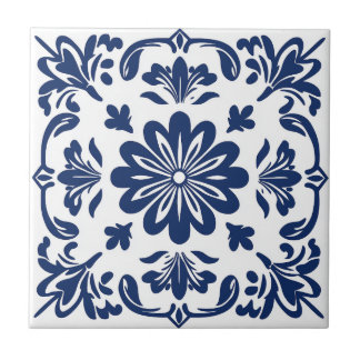 Ethnic folk ceramic tile in talavera style